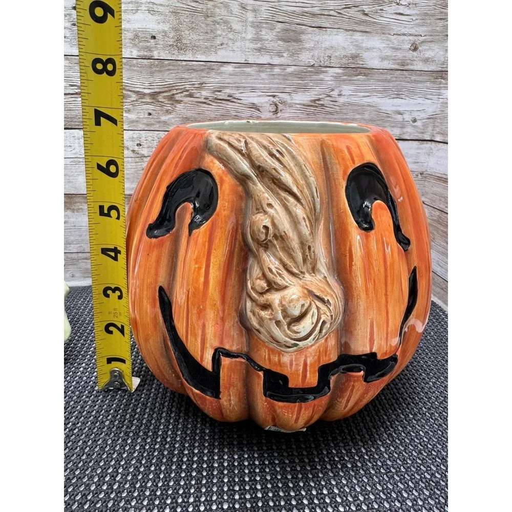 1989 Omnibus OCI Fitz & Floyd Ceramic Pumpkin Halloween Cookie Jar Mouse VTG